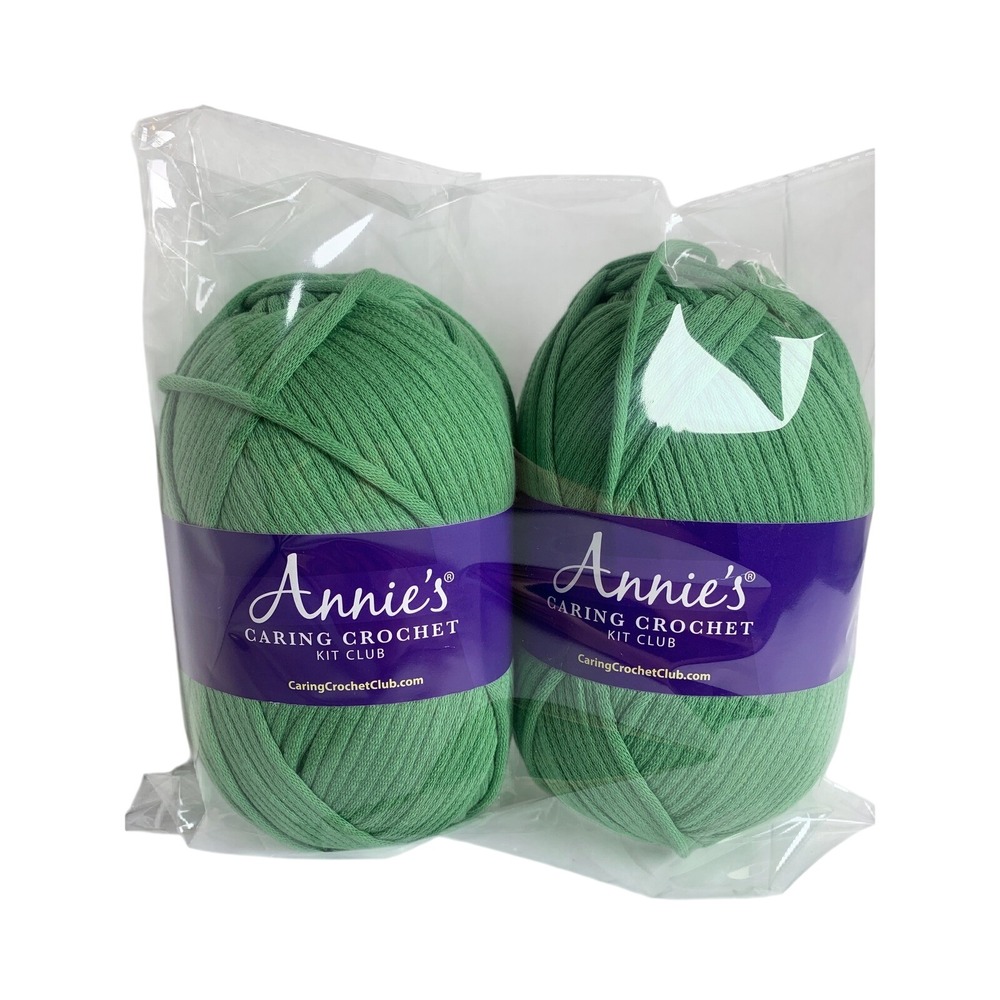 Annies Caring Crochet Kit Club Green Yarn Bulky‎ Cotton Nylon Blend 2 Skeins